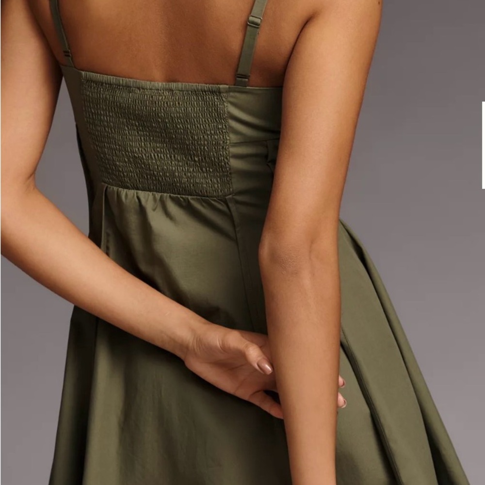 Anthropologie Olive Green Mini Dress - Picture 2 of 3